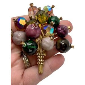 Vintage Oversized Glass Bead Bouquet Brooch